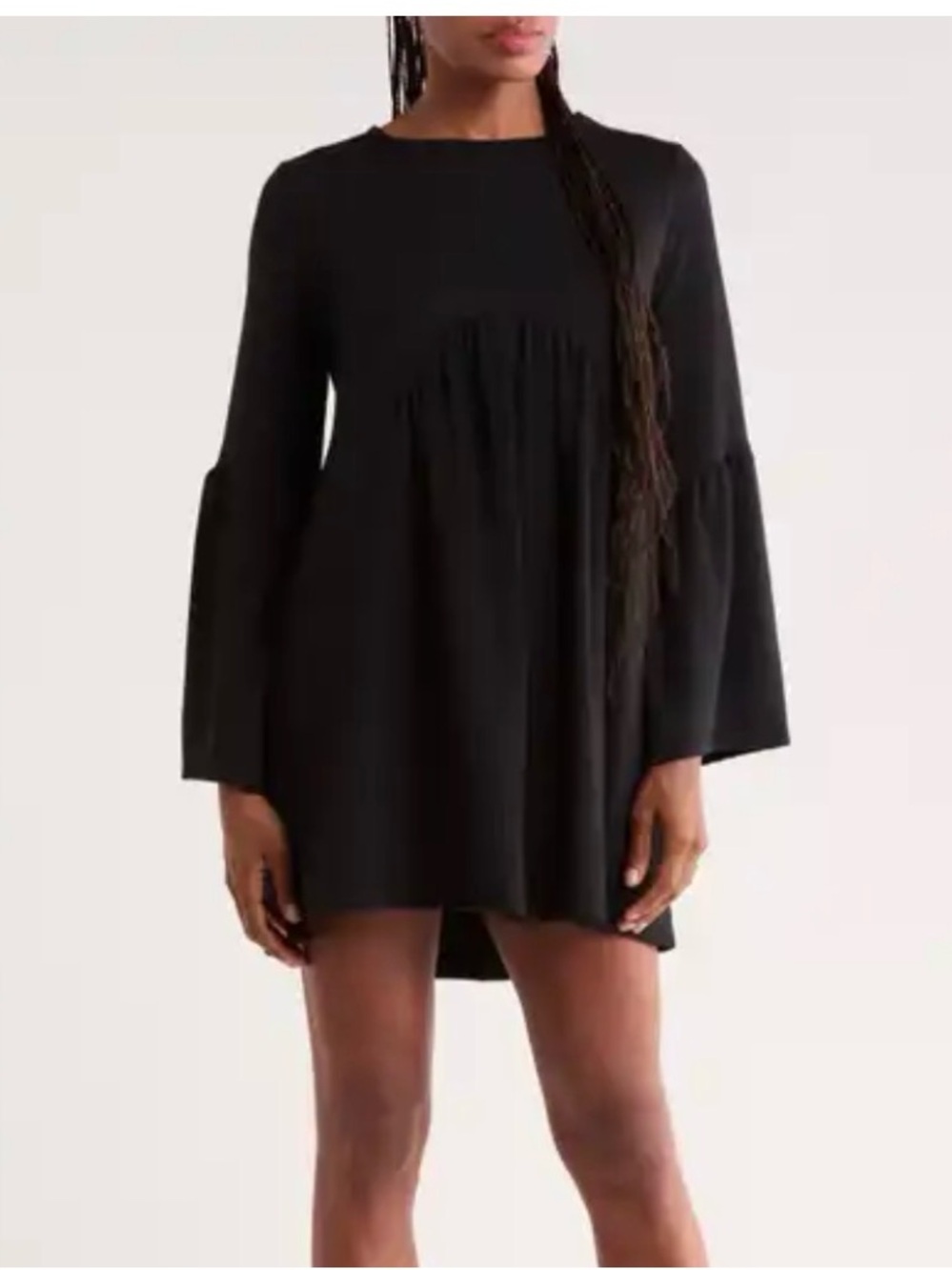 Go Couture Black Mini Babydoll Dress with Fluted Sleeves